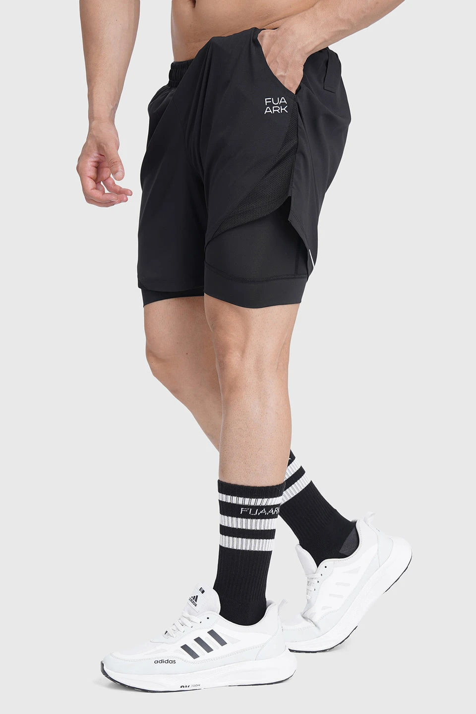 2 in 1 Mesh Shorts Black With Black — photo 3